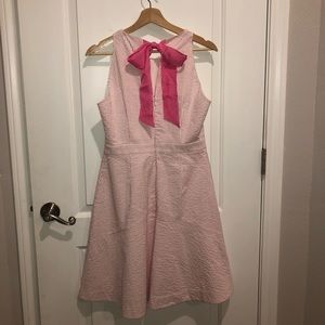 J. Crew Seersucker Stripe Bow-Back Dress Pink